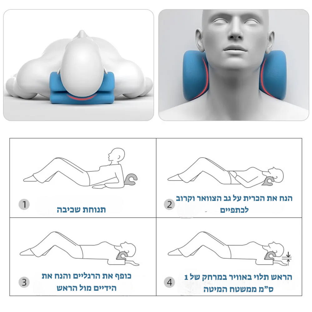 כרית שינה אורטופדית לצוואר תפוס וכואב ומתוח - משחררת ומטפלת בנקודות כואבות