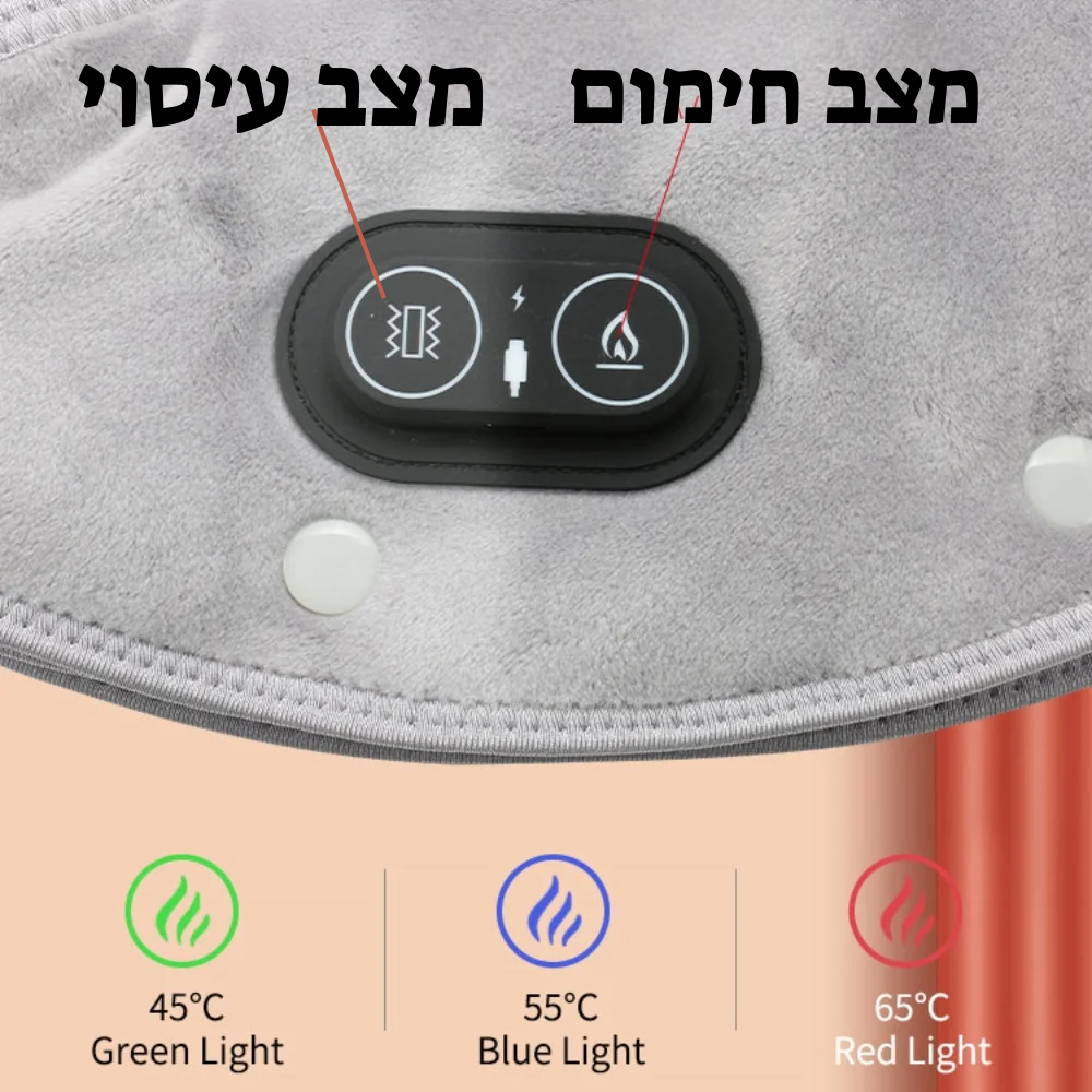 מחמם צוואר וכתפיים חשמלי עם עיסוי - רצועת חימום USB להקלה על כאבים ועייפות בצוואר ובגב