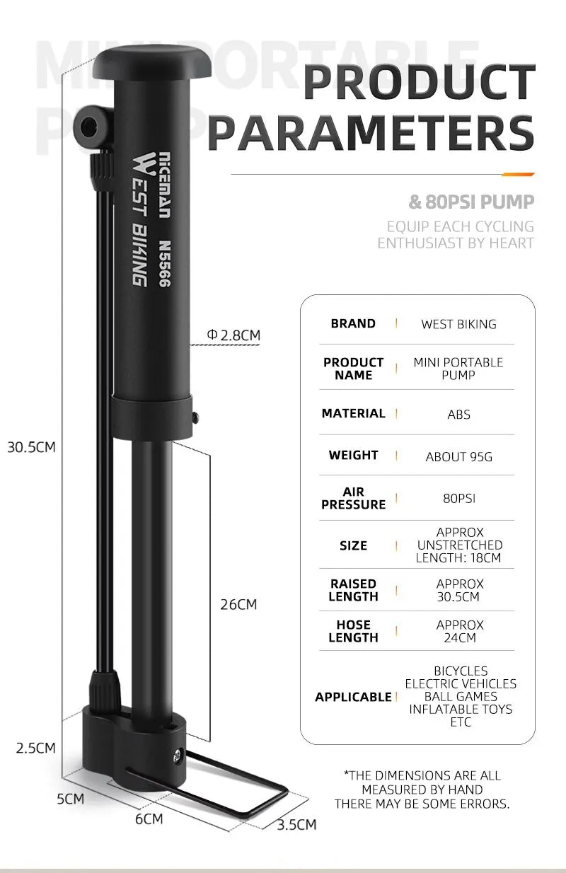 משאבת יד לאופניים מומלצת - משאבת רצפה 80 PSI לניפוח צמיגי אופניים, בלונים ושסתום שרדר, מתאימה לאופני הרים ואביזרי רכיבה