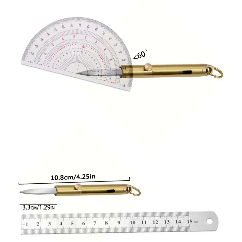 סכין בסגנון קפיצית איטלקית (נשלפת) מנחושת – סכין תליון מחזיק מפתחות ניידת לפתיחת קופסאות, מתנה יוקרתית, והגנה עצמית