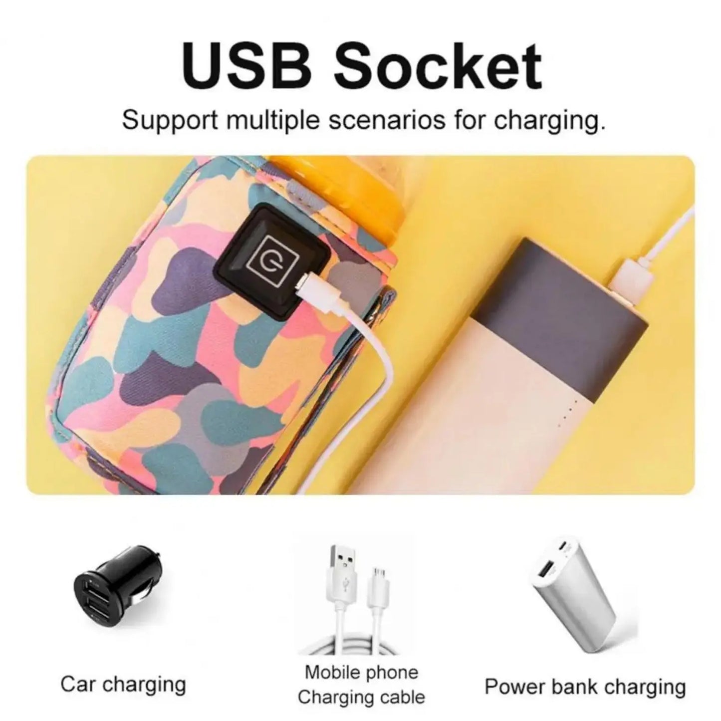 מחמם בקבוק חלב מים USB לתינוק - תיק מבודד לטיולים ועגלה, מושלם לחורף ולשימוש חיצוני