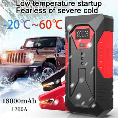 בוסטר התנעה לרכב 18000mAh – מטען נייד לרכב 12V, מתאים לרכבי בנזין ודיזל (6.0 ליטר/4.0 ליטר)