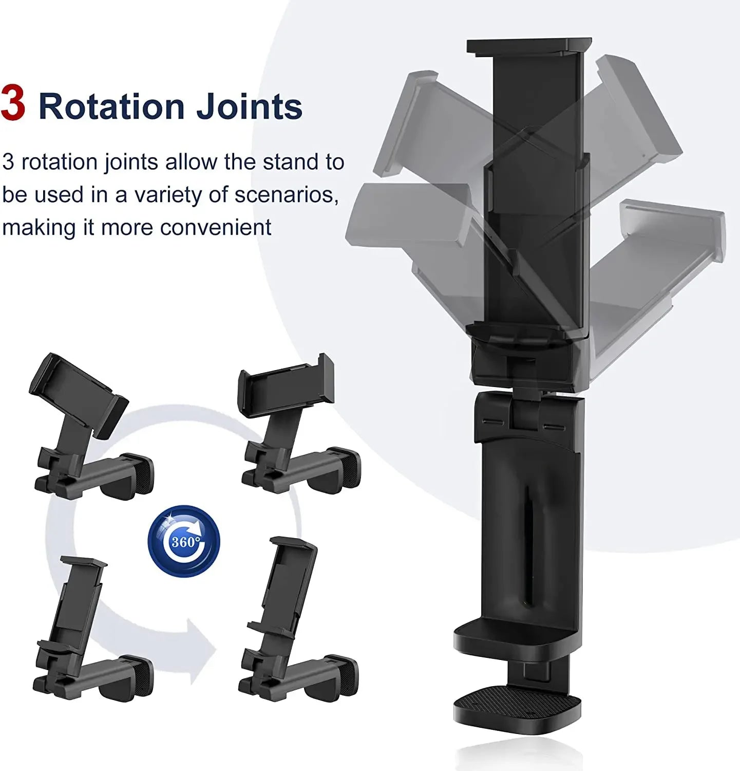 מעמד טלפון סלולרי אוניברסלי 360° - מסתובב, מתקפל וללא הדבקה, מתאים לרכב, מטוס ושולחן, עבור מכשירים 4.7-6.9 אינץ'.