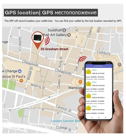 ארנק חכם עם חיישן GPS לגברים - הארנק החכם עם מעמד כרטיסים ומעקב FindMy לאנדרואיד, מתנה אידיאלית לגברים