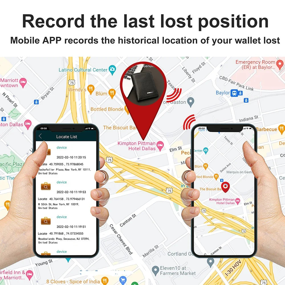 ארנק חכם עם חיישן GPS לגברים - הארנק החכם עם מעמד כרטיסים ומעקב FindMy לאנדרואיד, מתנה אידיאלית לגברים